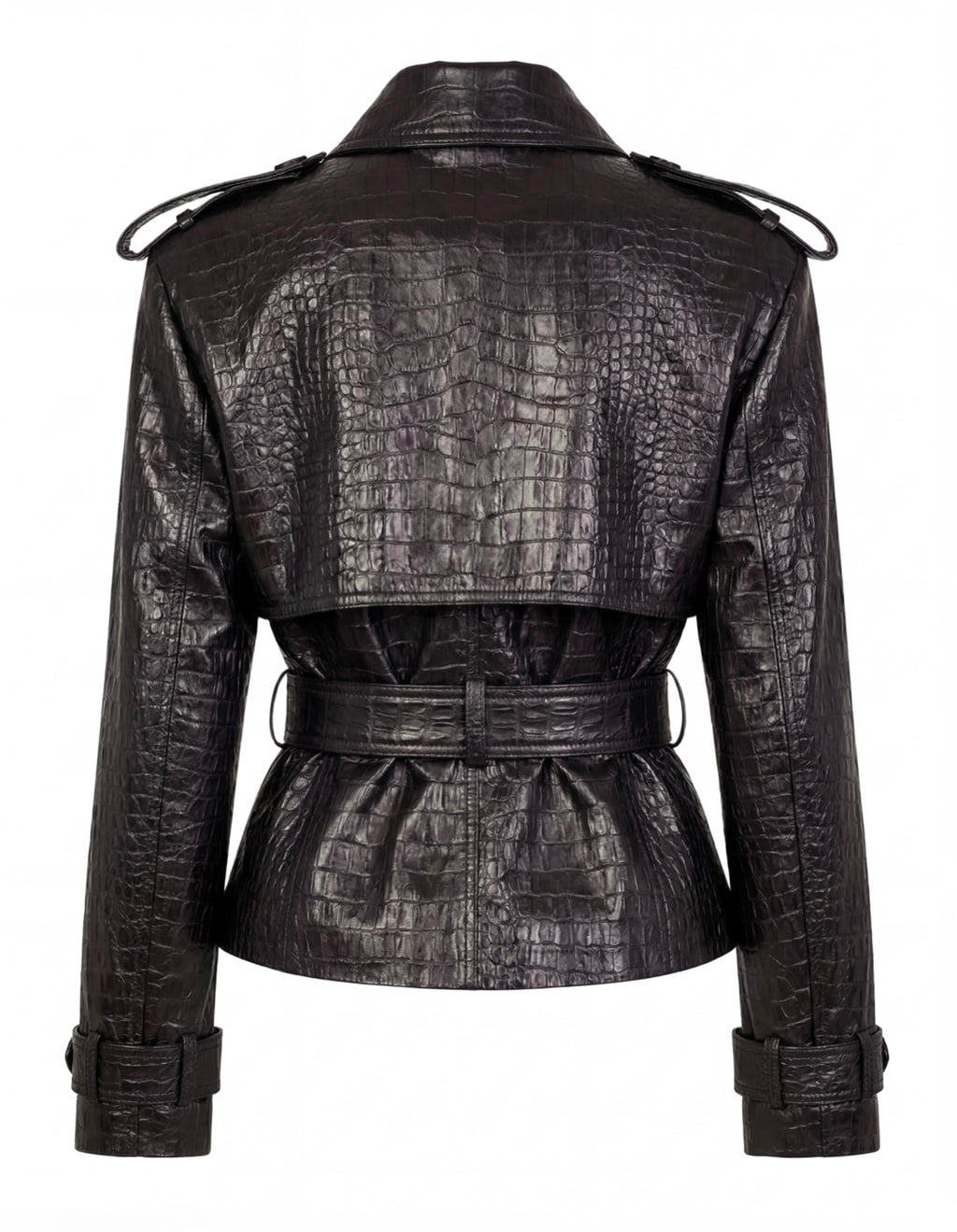CROC - EMBOSSED LEATHER TRENCH JACKET