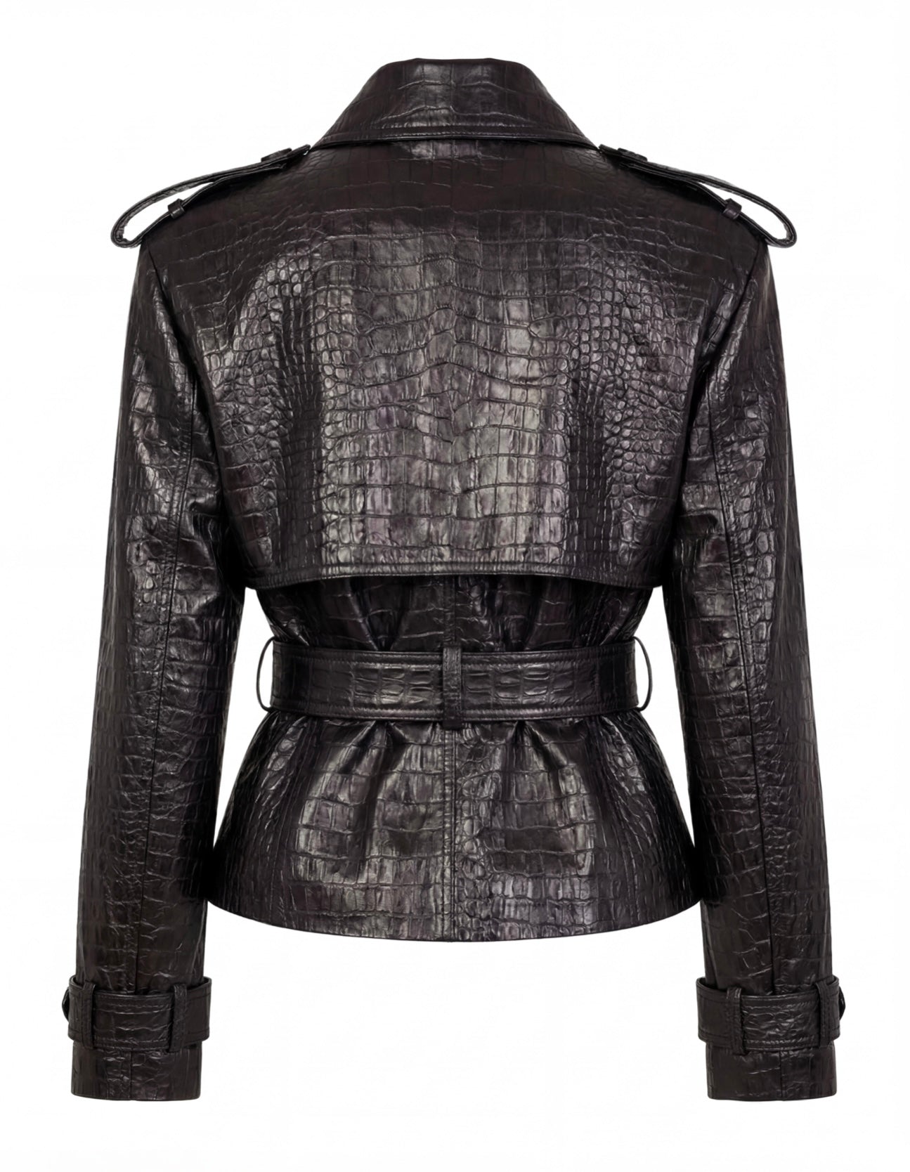 CROC - EMBOSSED LEATHER TRENCH JACKET
