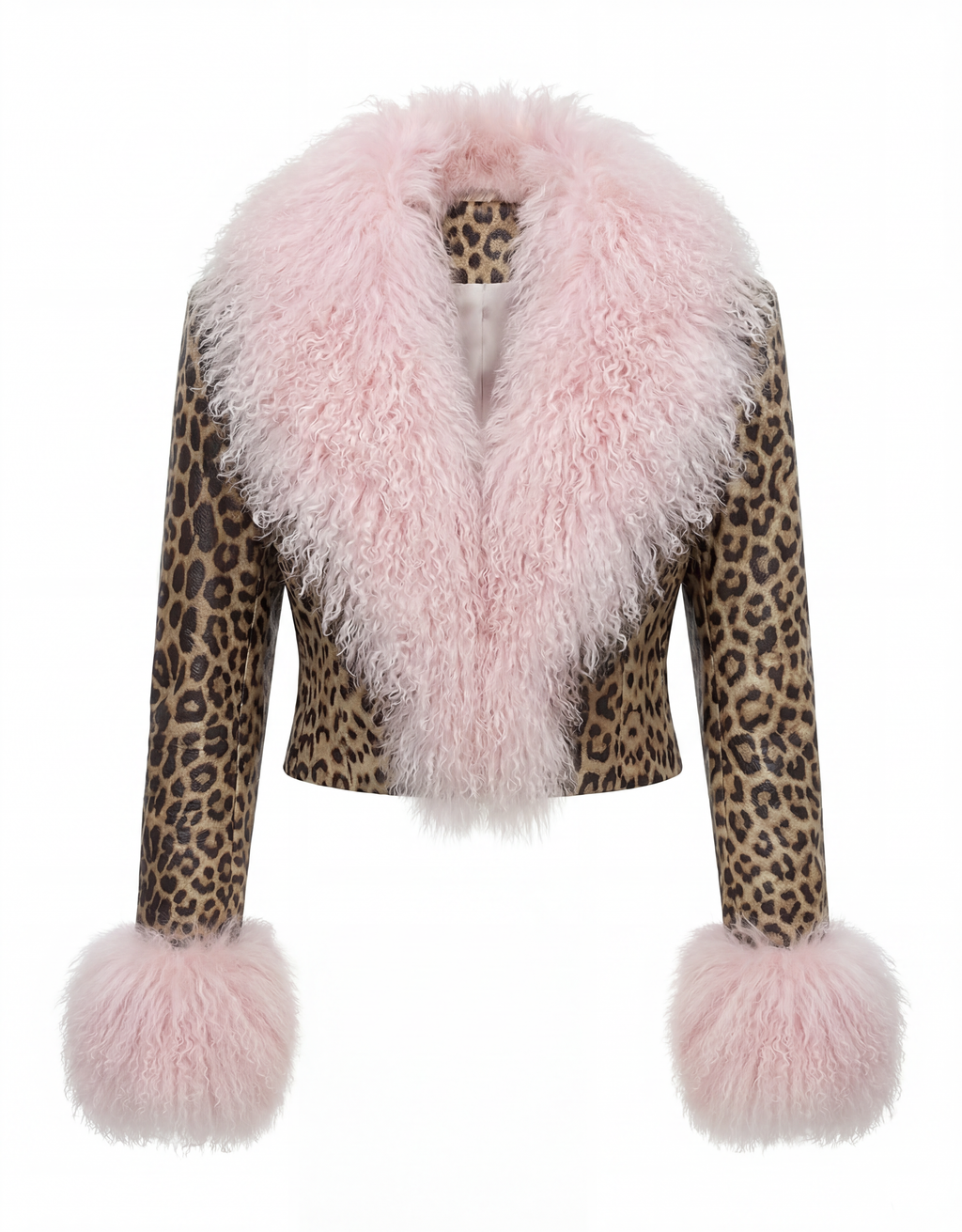 LEOPARD FUR COLLAR JACKET